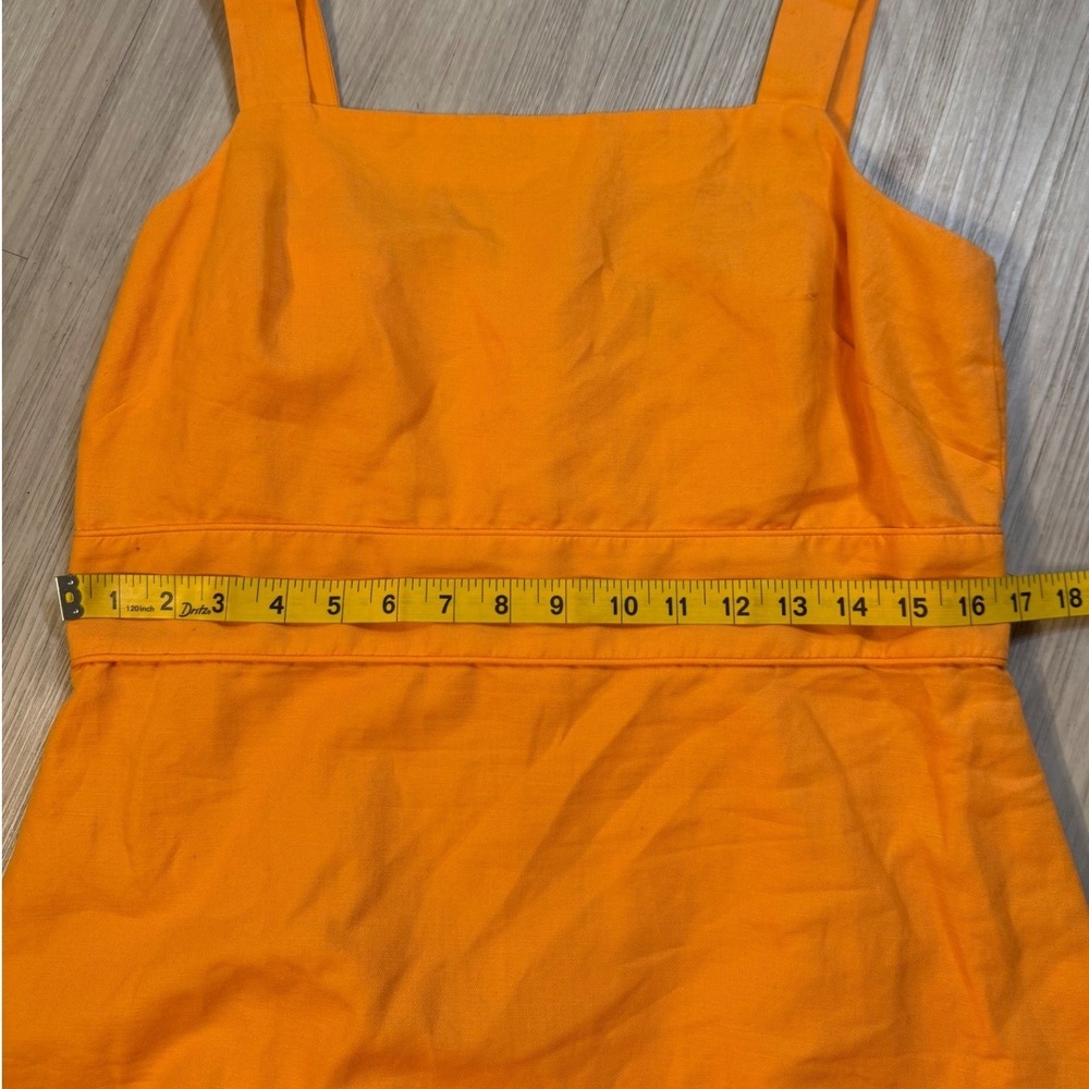 Ann Taylor Petite Orange Sleeveless Square Neck Sheath Dress 12P linen - Picture 7 of 11